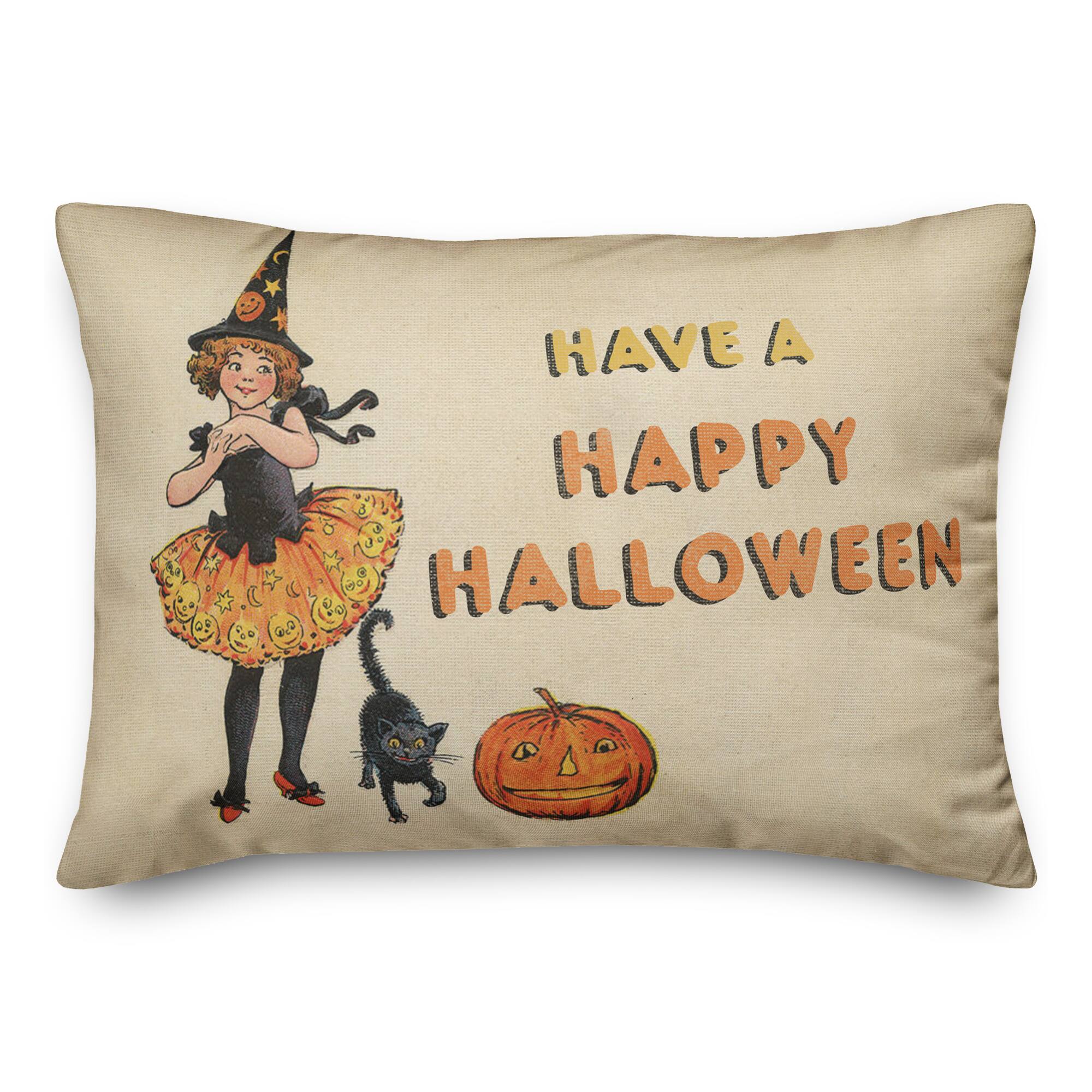 Happy Halloween Witch Girl Throw Pillow